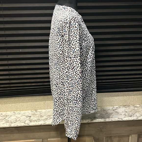 GNW Women’s Collarless 1/2 Zip Long Sleeve Multi Colored Speckled Blouse Medium - Picture 4 of 9